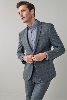 Grey Super Skinny Fit Motion Flex Check Suit: Jacket (A20297) | €56