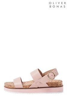 Oliver Bonas Pink And Gold Fleck Leather Flatform Sandals (A20369) | 87 €