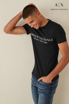 חולצת טי של Armani Exchange דגם Milan בשחור עם לוגו (A20373) | ‏177 ₪