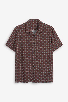 Brown Geo Print Short Sleeve Shirt (A20406) | 19 €