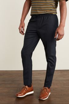 Navy Blue Wool Blend Motion Flex Formal Co-ord: Joggers (A20452) | $87