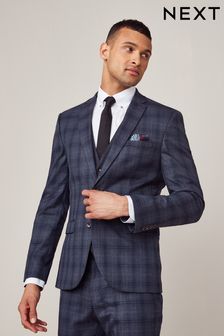 Blau - Skinny Fit - Karierter Anzug: Jacke (A20486) | 113 €
