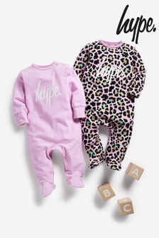 Hype. Baby Pink Animal Sleepsuit 2 Pack