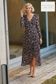 Black Floral Savannah Miller Wrap Dress (A21118) | 25 €