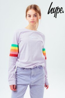 Hype. Girls Lilac Rainbow Sleeve Long Sleeve T-Shirt (A23009) | $47