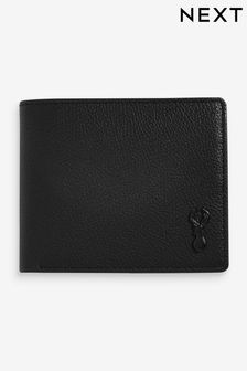 Matirano črni - Usnjena denarnica z dodatnim prostorom in našitkom jelenom (A23343) | €22