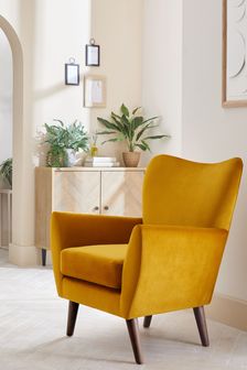 Opulent Velvet Ochre Yellow Wilson Mid Leg Armchair (A23602) | €365