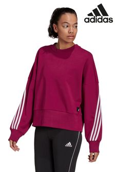 Burgunderrot - Adidas Damen Future Icons Sweatshirt mit 3 Streifen (A23983) | 26 €
