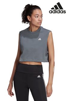 adidas Slate Grey D2M Yoga Crop Vest (A24170) | ₪ 116