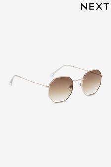 Gold Framed - Hexagon Style Sunglasses (A26837) | BGN20 - BGN23