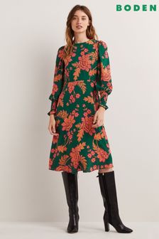 Boden Green Smocked Cuff Midi Dress (A26852) | 161 €