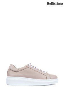 Bellissimo Natural Ladies Leather Lace-Up Trainers (A27127) | ₪ 210