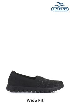 Fly Flot Black Wide Fit Slip On Trainers (A27152) | ₪ 210