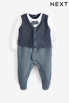  (A27293) | HK$131 - HK$140 海軍藍西裝背心 - Smart Single連身睡衣 (0個月至2歲)