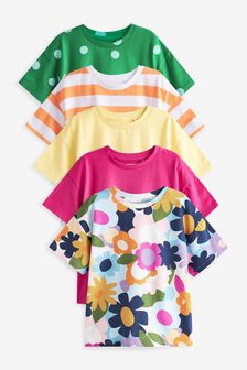 Pink/Yellow/Green 5 Pack Floral Tops (3-16yrs) (A27303) | €12.50 - €15.50