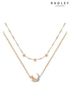 Radley Ladies 18ct Gold Plated Two-Tone Dog In Moon Necklace (A27399) | R686