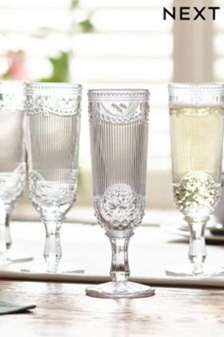 Clear Amelia Set of 4 Flute Glasses (A27405) | kr246