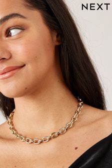Покрытие 10-каратным золотом - Массивное ожерелье-цепочка с Т-образной застежкой Collection Luxe (A27757) | 14 170 тг