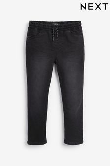 Черный с поясом на резинке - Трикотажные джинсы (3-16 лет) (A27845) | 9 380 тг - 12 730 тг