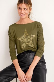 Green Christmas Star Long Sleeve T-Shirt (A27895) | €9