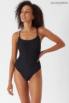 Accessorize Crinkle Black Cross-Strap Swimsuit (A28609) | 28 €