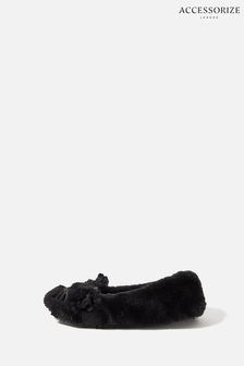 Accessorize Furry Cat Ballerina Black Slippers (A28631) | 24 €