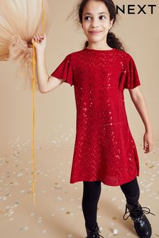 Red Sparkle Sequin Embellished Party Dress (3-16yrs) (A28995) | €22.50 - €29