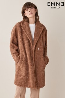 Emme Marella Brown Infante Teddy Faux Fur Coat (A29012) | €64