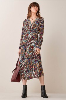 Emme Marella Black Osaka Paisley Print Dress (A29015) | ₪ 537