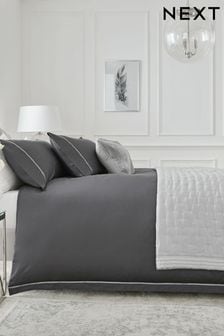 Charcoal Grey Collection Luxe 600 Thread Count 100% Cotton Sateen Duvet Cover And Pillowcase Set (A29155) | €79 - €122
