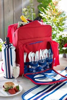 Red/Blue Striped 4 Person Filled Backpack (A29259) | $68