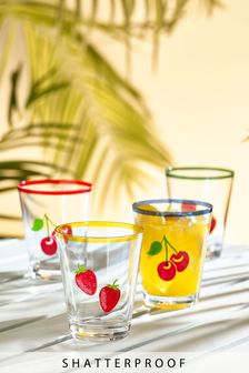 Red/White/Blue Jubilee Strawberry Outdoor Set of 4 Tumbler Glasses (A29284) | $26