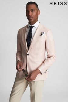 Reiss Soft Pink Admire Single Breasted Weave Blazer (A29604) | €425