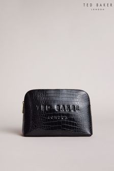 Ted Baker Black Crocala Croc Detail Debossed Makeup Bag (A31192) | AED209