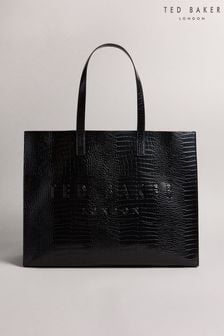 Ted Baker Black Allicon Croc Effect Detail Ew Icon Bag (A31236) | OMR34