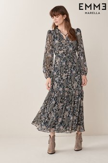 Emme Marella Black Renier Paisley Print Dress (A31384) | ₪ 716