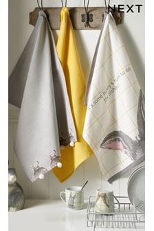 Set of 3 Rabbit Kitchen Tea Towels (A32094) | kr172