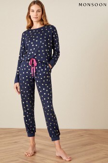 Monsoon Blue Foil Star Print Pyjama Set