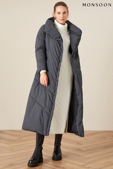 Серая длинная дутая куртка Monsoon Mackenzie (A32103) | €113