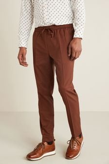 Rust Brown Drawstring Stretch Formal Trousers (A32294) | 37 zł