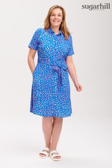 Sugarhill Brighton Blue Painterly Spot Abby Batik Dress (A32479) | ₪ 303