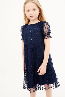 Navy Blue Tiered Tulle Dress (3-16yrs) (A32581) | €32 - €39
