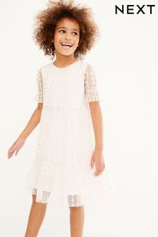 Ivory White Tiered Tulle Dress (3-16yrs) (A32583) | €32 - €39