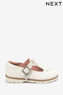 White Wide Fit (G) Star Charm T-Bar Shoes (A32677) | €10.50 - €11.50