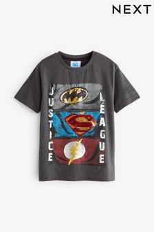 Charcoal Grey Justice League Flippy Sequin License T-Shirt (3-16yrs) (A32715) | €13 - €18