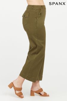 SPANX Green Stretch Twill Cropped Wide Leg Trousers (A32772) | ₪ 521