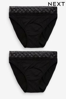 Black High Leg Medium Flow Period Knickers 2 Pack (A32794) | $30