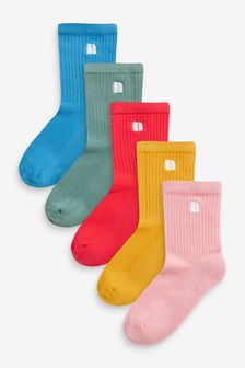 Red/Blue/Yellow 5 Pack Cotton Rich Ribbed Socks (A32991) | ₪ 29 - ₪ 41