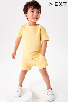 Żółty - Zestaw gładkiej koszulki dresowej i szortów (3m-cy-7lata) (A33169) | 52 zł - 70 zł