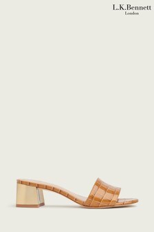 L.K. Bennett Maeva Simple Gold Mule Heels (A33348) | ₪ 583